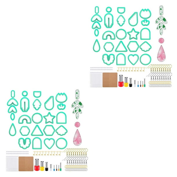 Eigraketly Juego de moldes para pendientes de arcilla polimérica, accesorio para hacer colgantes, joyería de diferentes formas, Kit de Type2 NO2