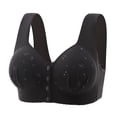 thumbnail image 3 of VISALY Womens Bralettes wireless bras Thin Laceless Comfortable Breathability Underwear Brater Buckle Female Bra V Neck Vest Bralette Wireless Bra wireless Plus Size Comfortable Bras Black 42, 3 of 4