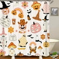 thumbnail image 5 of 4PCS Cute Ghost Halloween Shower Curtain Set, Waterproof Fabric Black Shower Curtain, Non-Slip Bath Mat Bathroom Rugs, Funny Cartoon Spooky Orange Pumpkin Teen Girls Boys Kids Bathroom Decor, 5 of 7