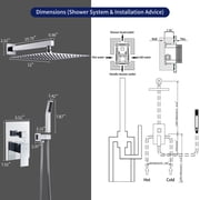 Cobbe Shower Set 12-inch Rainfall Shower Head with Handheld Sprayer Shower system for Bathroom Rough-in Valve Body and Trim Included Chrome