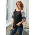 thumbnail image 3 of ABPHQTO Top negro con manga de lunares Chic de leopardo para mujer, 3 of 5