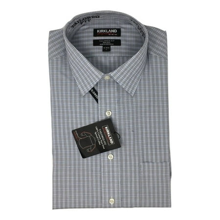 Kirkland Signature Men's Tailored Fit Non Iron Dress Shirt Button Down XL 17.5