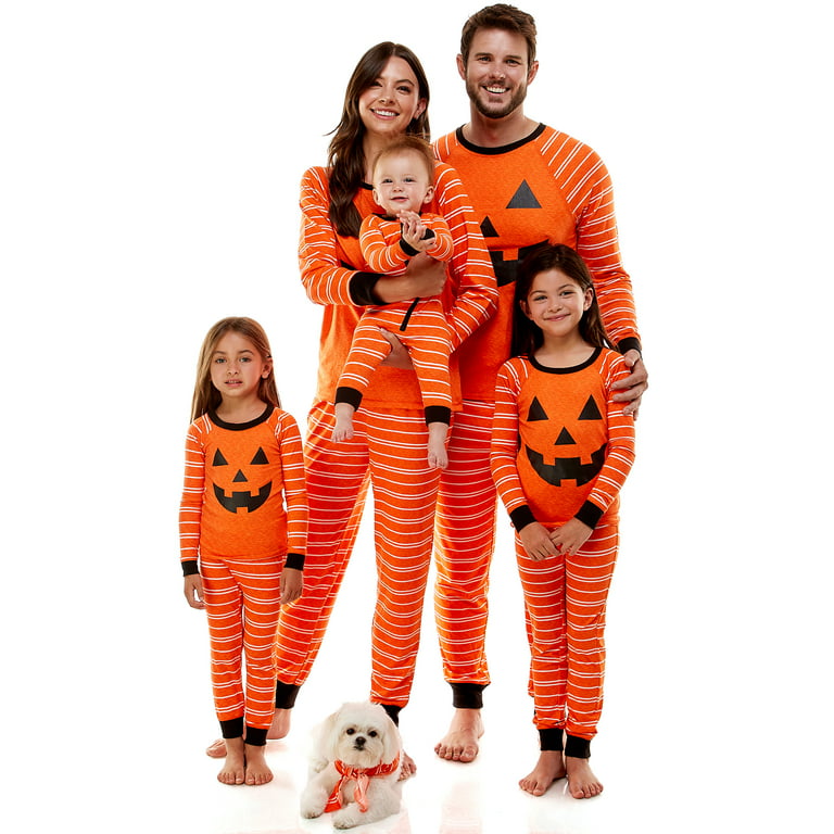 Derek Heart Striped Jack-O-Lantern Matching Halloween Family Pajama Set 