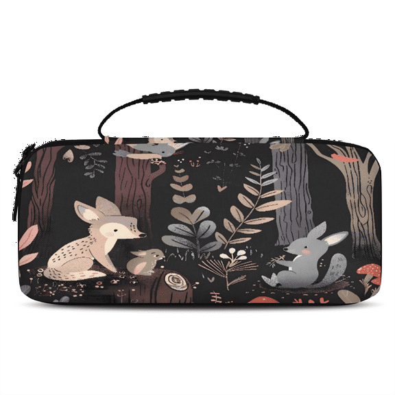 Herdesigns Jungle Cute Animals Carrying Case for Nintendo Switch OLED Model 2021 & Switch 2017 with 20 Game Card Slots, Portable Travel Carry Case for Accessories and Console
