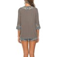 thumbnail image 4 of Chemise Bohème Brodée pour Femmes Manches 3/4 Hauts Bohèmes Mexicains Tunique Blouse, 4 of 5