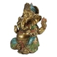 thumbnail image 3 of Seated Hindu God Ganesha Ganapati Holding Trident Axe and Modaka Bowl Figurine, 3 of 8