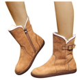 thumbnail image 3 of asdoklhq Womens Waterproof Work Boots,Round Head Car Stitching Snow Boots Belt Buckle Side Zipper Winter Women Boots, 3 of 9