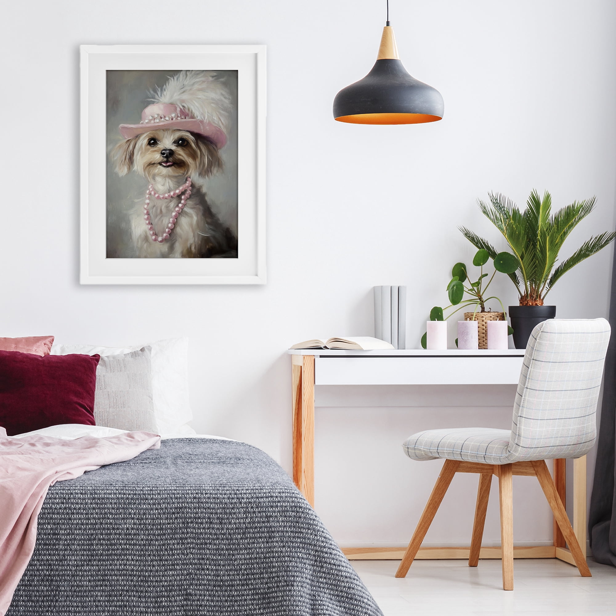 Stupell Industries Lady Yorkie Portrait White Framed Print Under Glass, design by Tina LeCour