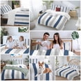 thumbnail image 5 of 3 Piece Navy Blue Striped Duvet Cover Set Twin Size,Microfiber Comforter/Quilt Cover with Corner Ties and 2 Pillowcases,Geometric Grey White Vertical Stripes All Season Bedding with Zipper Closure, 5 of 8