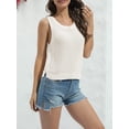 thumbnail image 3 of WomenRound Neck Crochet Hollow Out Sleeveless Casual Crop Knit Sweater Tank Tops, 3 of 5