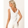 thumbnail image 4 of DARING DIVA Women's Satin Tank Top Silky Basic V Neck Sleeveless Blouse S White, 4 of 7