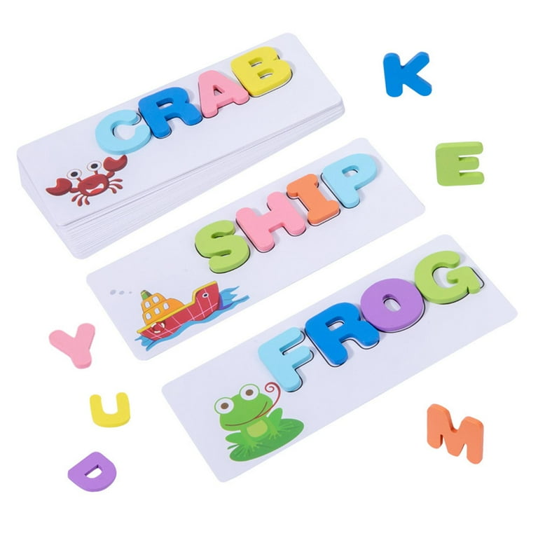 Wooden Blocks Spelling Game Matching Letter Game Wooden Alphabet