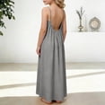 thumbnail image 3 of RUTAYY Girls Dress Solid Color Round Neck Sleeveless Backless Loose Fit Home Wear Summer Chic Holiday Dresses, 3 of 6