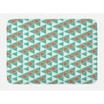 thumbnail image 1 of Abstract Bath Mat, Geometric Triangles Retro Soft Tones Tribal Inspirations Artsy Pattern, Non-Slip Plush Mat Bathroom Kitchen Laundry Room Decor, 29.5 X 17.5 Inches, White Coral Sea Green, Ambesonne, 1 of 2
