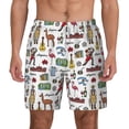 thumbnail image 2 of Picia Retro Style pattern Mens Swim Trunks with Compression Liner Stretch Beach Shorts Quick Dry with Zipper Pockets No-Chafing Board Shorts-Medium, 2 of 9