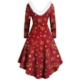 thumbnail image 5 of IROINNID Christmas Cocktail Dress for Women Funny Xmas Print Long Sleeve Raffle Party Ugly Dress,Red, 5 of 5