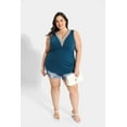 thumbnail image 5 of TIYOMI Plus Size Women's Tank Tops 2X Lace Trim V Neck Tank Tops Sleeveless Tops Guipure Basic Solid Tunics Summer Deep Blue Shirts Loose Fit Camisoles 2XL 18W 20W, 5 of 8