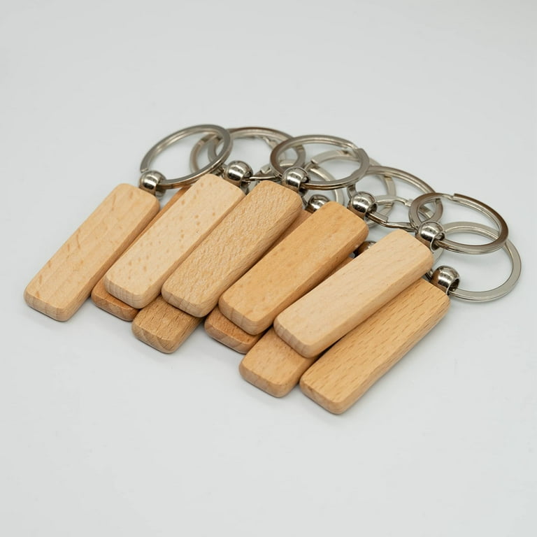 Wood Engraving Blanks Rectangle Blank Wooden Key Chain Wood Blanks for  Keychains 20 Pack (Width：0.7 inch)