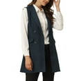 thumbnail image 4 of INSPIRE CHIC Women's Lapel Collar Trench Vest Double Breast Sleeveless Long Blazer, 4 of 5