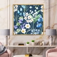 thumbnail image 2 of Designart 'Blue and White Spring Flowers On Dark Blue' Traditional Framed Canvas Wall Art Print, 2 of 5