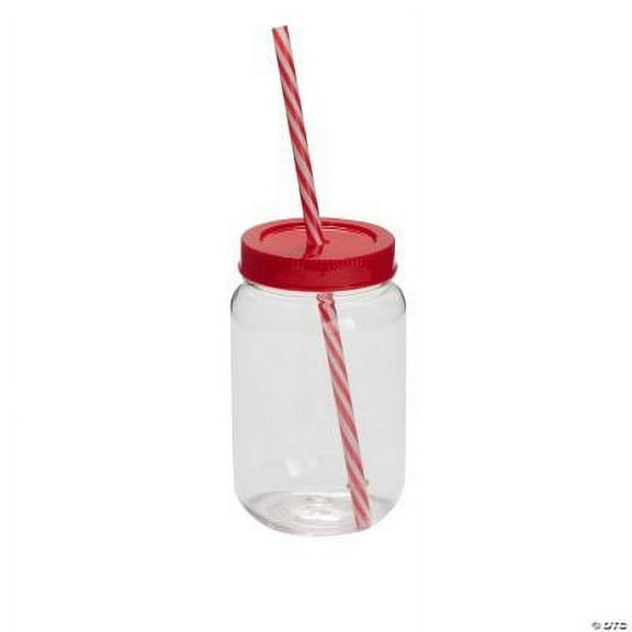 Mason Jar Cups with Lid & Straw - 6 Ct., Birthday, Party Supplies, 6 Pcs