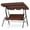 Coffee, variant on Costway Patio 3 Seats Canopy Swing Glider Hammock Steel Frame Cushioned Backyard Grey