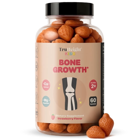 TruHeight Kids Bone Growth Gummies (Strawberry, Ages 2 ) Tall Nutrition for Natural Growth for Kids & Toddlers - Vitamin D, Calcium, K, Magnesium Multivitamin, Bone Strength Vitamins, D3 K2, Taller