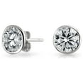 thumbnail image 3 of Bling Jewelry Womens Modern Bridal Earring Jacket CZ Solitaire Studs & Sterling Silver Ear Jackets, 3 of 5