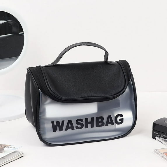 Outdoor Transparent Large Capacity Zipper Bag Cosmetic Cases Cute Waterproof Storage Bags PVC Cosmetic Bags Toiletry Bag Makeup Bags BLACK D