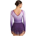 thumbnail image 2 of Manyakai Women's Sparkly Rhinestone Figure Skating Dance Dress Rhinestones Gymnastics Leotard Blue Purple XL, 2 of 6