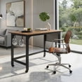 thumbnail image 6 of Demi Bonn 48" Mobile Computer Desk Workstation with 4 Smooth Casters, Small Home Office Desk Study Writing Table, Natural, 6 of 8
