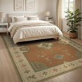 thumbnail image 3 of ODIKA 8'x10' Washable Area Rug Non-Slip Chair-Friendly Mat Beige Terracotta Geometric Floral Design Intricate with Classic Border Style for Dining Room, Large Office, Lounge, 3 of 7