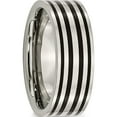 thumbnail image 4 of Titanium Polished Black Enamel Striped 8mm Flat Band (Size 9.5) Made In China tb194-9.5, 4 of 5