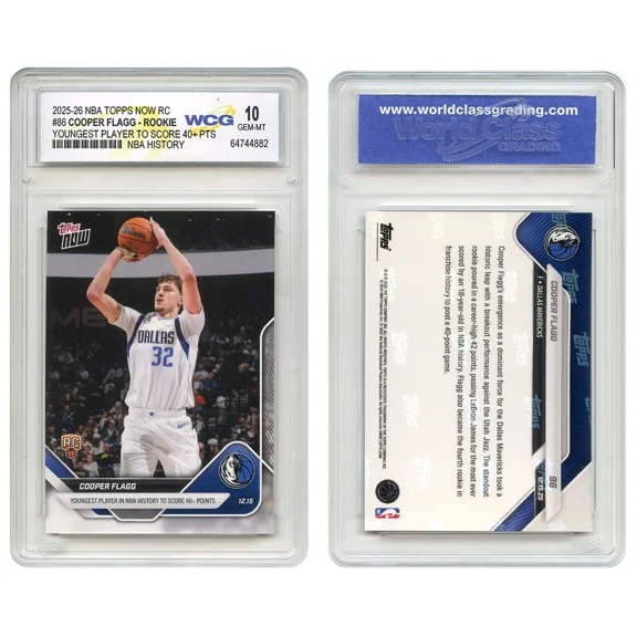 2025-26 Topps Rookie #86 COOPER FLAGG Youngest Ever in NBA History to Score 40+ Points Graded GM 10