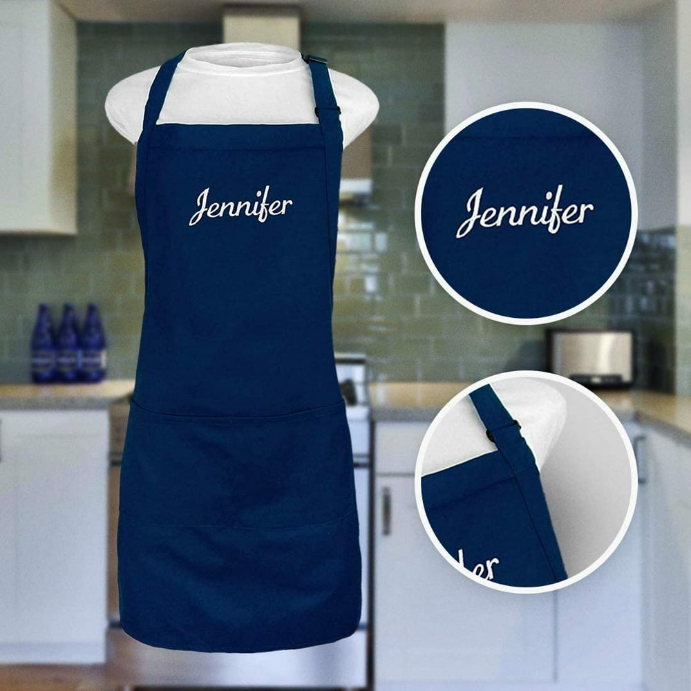 Kaufman Personalized Apron, Embroidered Name, Cotton Adjustable Bib