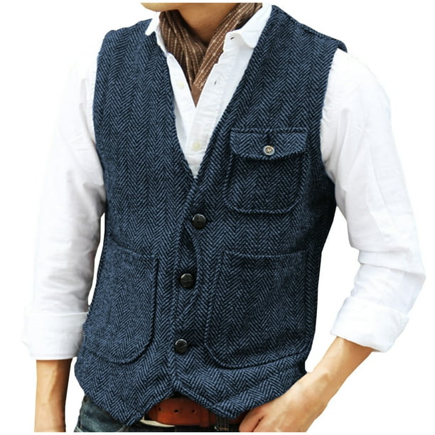 pstuiky Camisetas interiores de tirantes para hombre, Top casual de moda con múltiples bolsillos y cuello en V sin mangas de color sólido para hombre Chaleco para hombre m