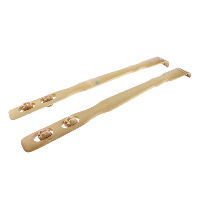 2Pcs 18 "Masajeador de de Bambú Rascador de Espalda Body Stick Roller Itch Relaxer