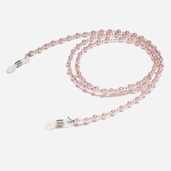 CCOCC Glasses Strap,Acrylic Pearl Spacers and 70cm Anti-Loss Cord Eyeglasses Strap,Soft Silicone Anti-Slip Sleeves Eyeglass Chains for Women,Pink