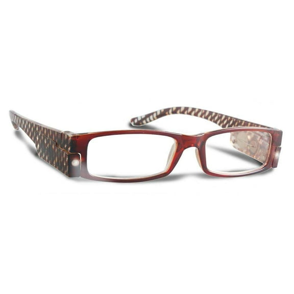 PS Designs 02137 - Brown Stripe - 2.50 Bright Eye Readers (PRG7-2.50) 2.5 Magnification LED Reading Glasses