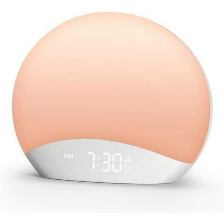 Sound Machine Sunrise Alarm Clock with Night Light, 26 Nature Inspired Sleep Sounds, 0-100% Dimmable Clock, Sunrise Lamp, Wake Up Light, Brown/Pink/White Noise Machine for Babys, Adults, Kids