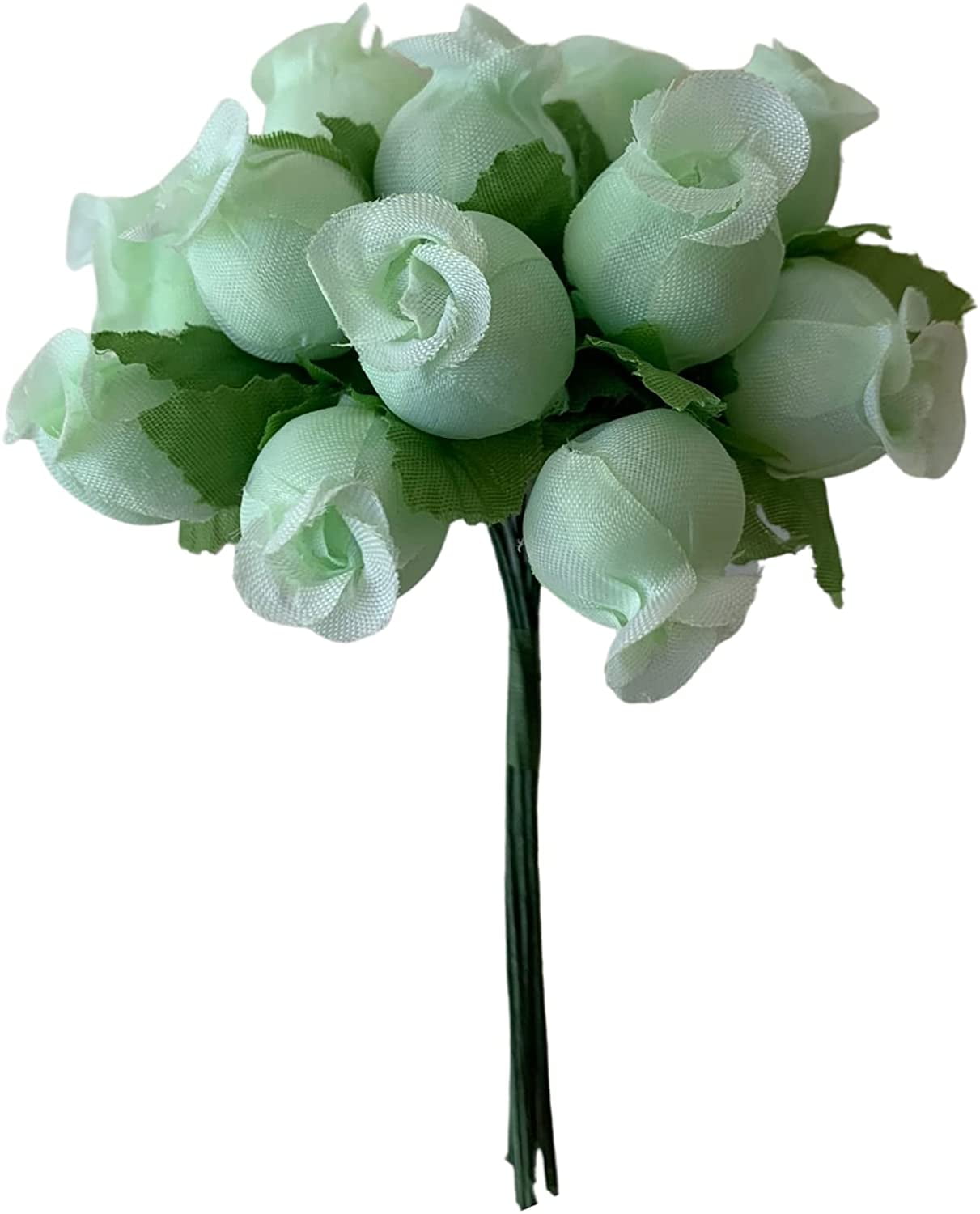 Mint Green Artificial Silk Flower Roses - 12 Mini Bouquets of 12 Rosebuds, 144 Rosebuds Total, Wedding, Reception, Anniversary, Bridal Shower