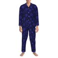 thumbnail image 3 of Naloa purple flower Snowflake Men’s Pajamas Set - Long Sleeve Button Down Sleep Shirt and Pajama Bottoms Sleepwear Set-Large, 3 of 7