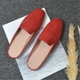thumbnail image 5 of Women's Solid Suede Square Toe Flat Mule Shoes-Closed Toe Slip-On Sandals, 5 of 5