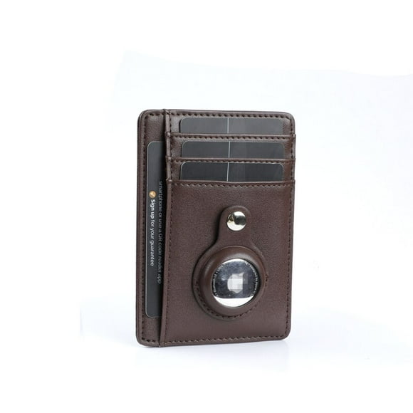 PU Leather Man Airtags Wallet Casekey For Apple Airtags Anti-lost Protective Cover Stand Multifunctional Card Holder Clip Case-coffee
