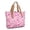 Breast Cancer Ribbon Lightpink Pattern, variant on Breast Cancer Ribbon Heart Stripe Large Tote Bag for Women, Polyester Roomy Travel Tote with Pockets and Zipper, Foldable Gifts Ideas for Women Men