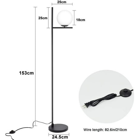 Dllt Modern Led Floor Lamp Tall Pole With Globe Frosted Glass Shade Black Standing Accent Light Canada Dllt Modern Led Floor Lamp Tall Pole, Frosted Glass Globe Floor Lamp