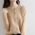 thumbnail image 4 of NIUREDLTD Women's Cardigan Womens Winter Sweater Basic Crew Neck Long Sleeve Button Down Cardigan Sweater Cardigan Sweaters For Women Khaki XL, 4 of 6