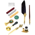 thumbnail image 2 of Feather Pen Set Painted Stamp Student Dip Pen Set European Style British Retro Dipping Feather Pen SetSapphire, 2 of 8