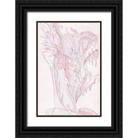 Fay, Mela 11x14 Black Ornate Wood Framed with Double Matting Museum Art Print Titled - Pink Abstract II