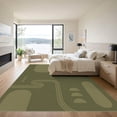 thumbnail image 3 of ODIKA 9'x12' Washable Area Rug Olive Green Geometric Minimalist Design Elegant Contemporary Lines and Shapes Accent for Master Suite, California King, Under Bed, Non-Shedding, Easy Care, 3 of 7